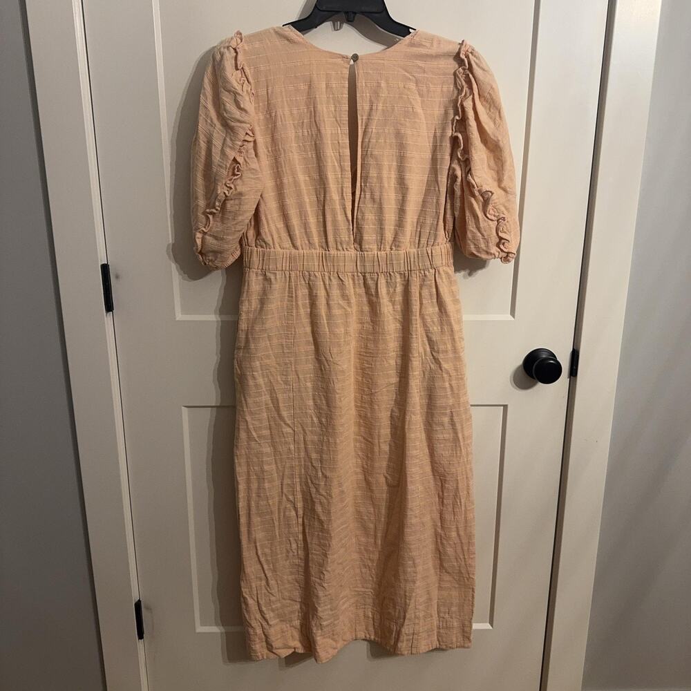 Free People Dress Womens 10 Beige Cotton Puff Sleeve Maxi Crochet Boho Pockets - Picture 5 of 9
